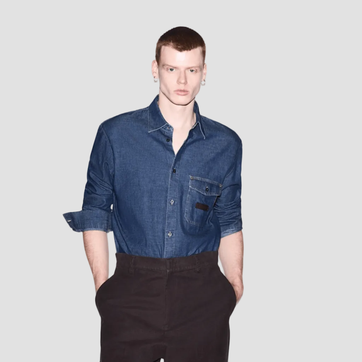 Armani Exchange Over Fit Shirt Denim In Cotton