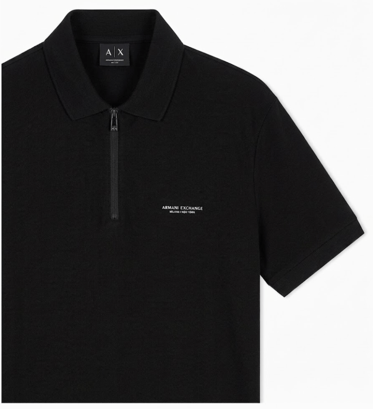 Armani Exchange Slim Fit Polo Shirt In Black Cotton Stretch
