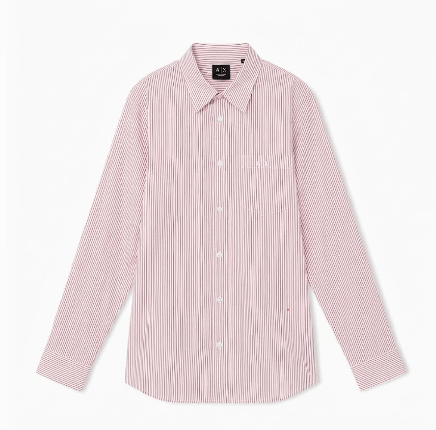 Armani Exchange Regular Fit Stripe Shirt In Red Dahlia and White Cotton