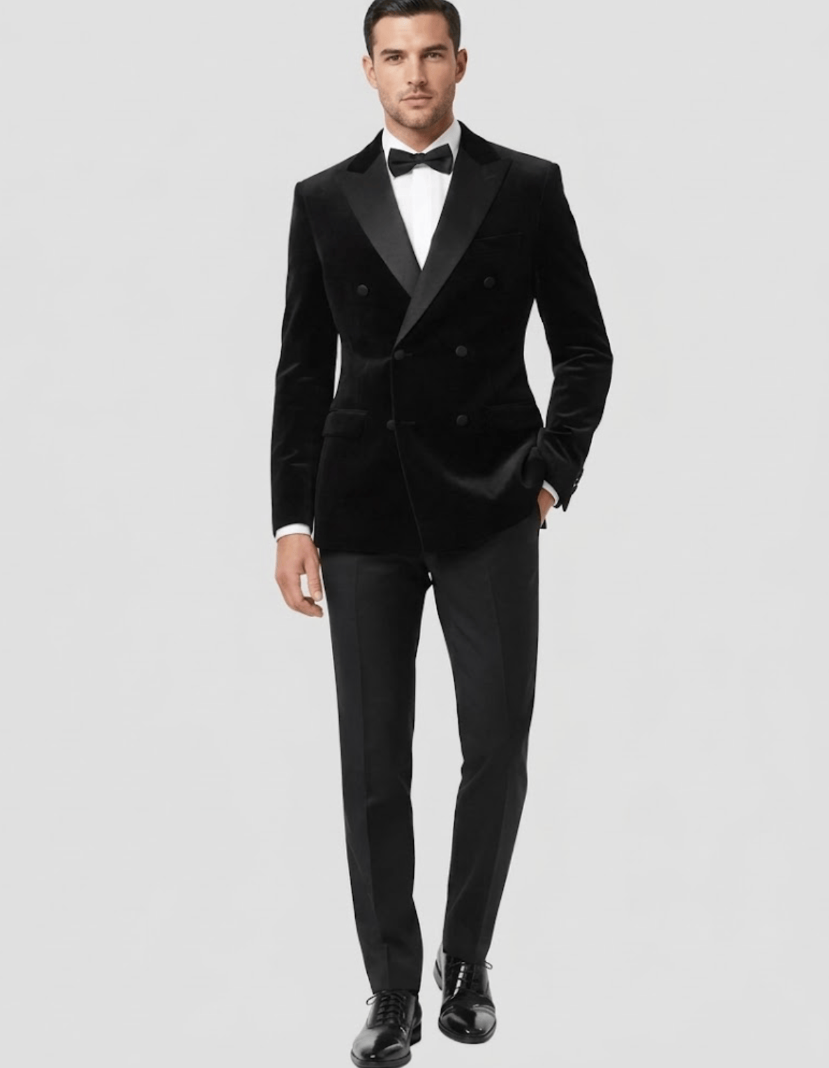 Jenson Double Breasted Tuxedo Jacket in Black Velvet