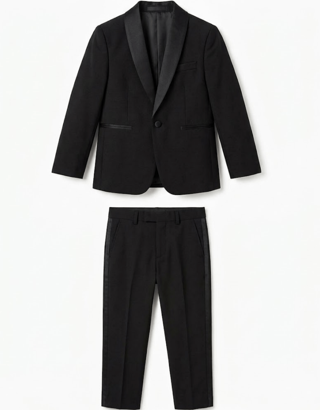 Boulvandre Kids Slim Fit Satin Shawl Lapel Formal Suit in Black