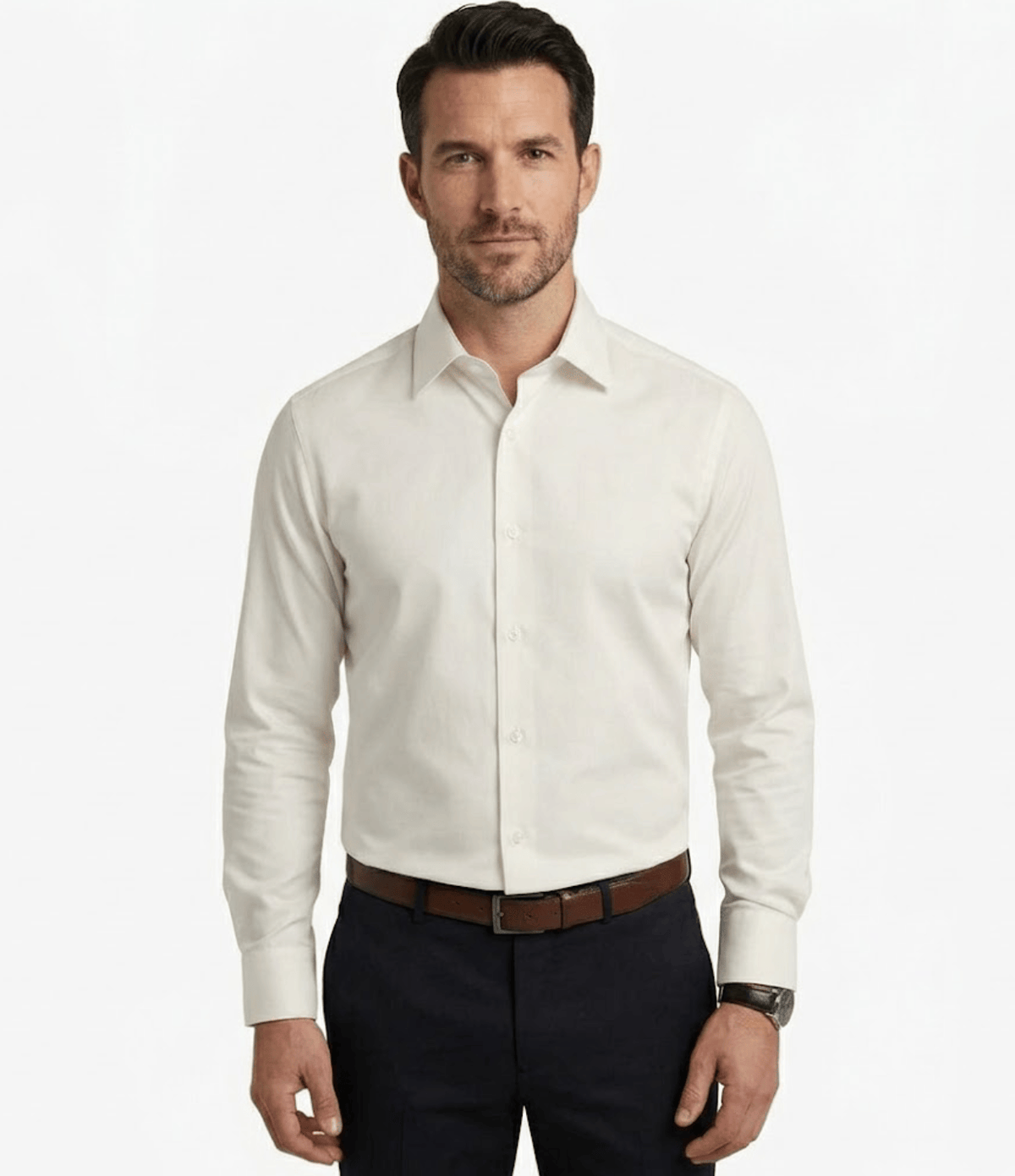 Boston Slim Fit Men's Liberty Business Shirt in Cream Cotton Blend