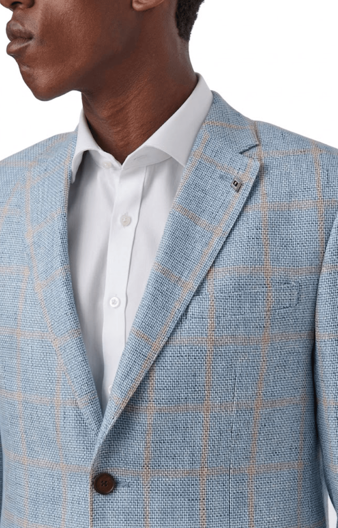 Cambridge Slim Fit Zeke Sports Jacket in Blue Linen Blend