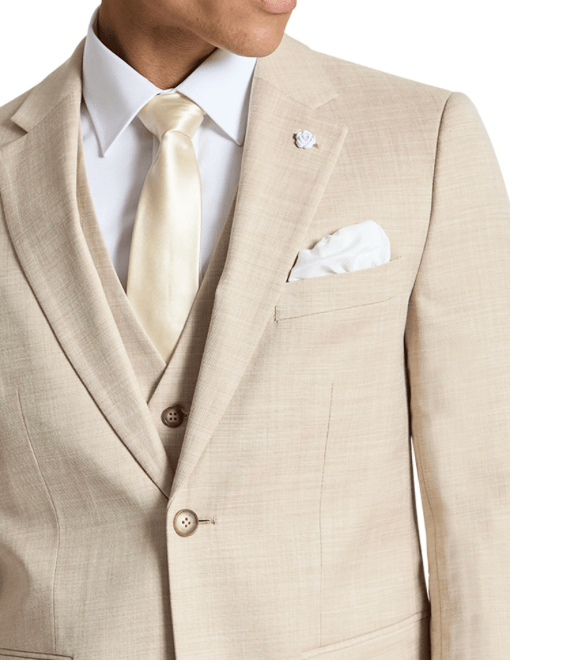 Christian Brookes Men's Comfort Fit Louis Suit in Sand Stretch Blend