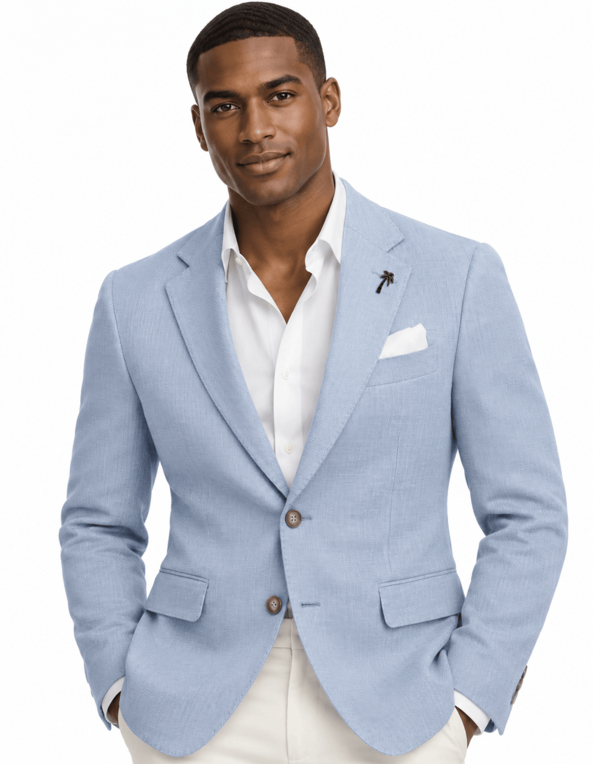 Christian Brooks Men's Slim Fit Forli Sports Jacket in Light Blue Comfort Stretch