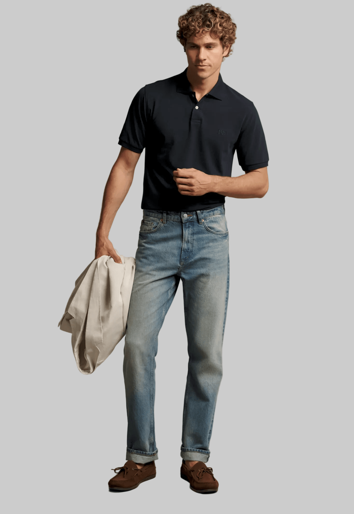 R.M. Williams Mens Birchgrove Slim Polo in Navy Pure Cotton - In Store Only
