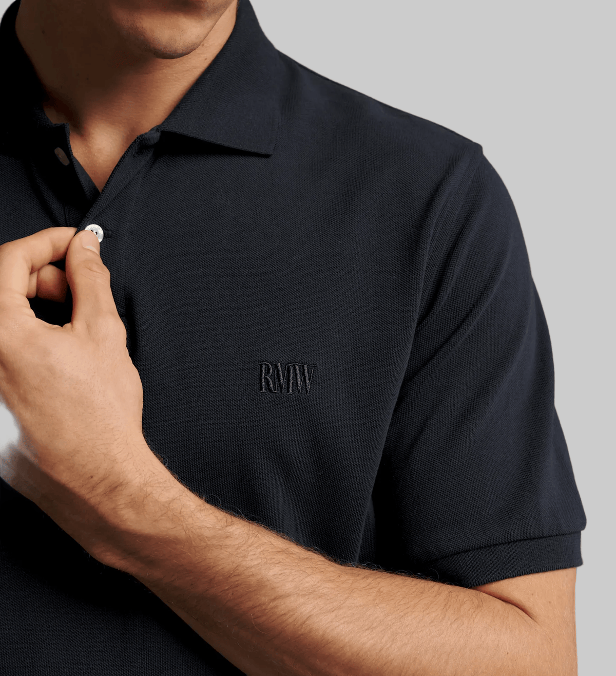 R.M. Williams Mens Birchgrove Slim Polo in Navy Pure Cotton - In Store Only