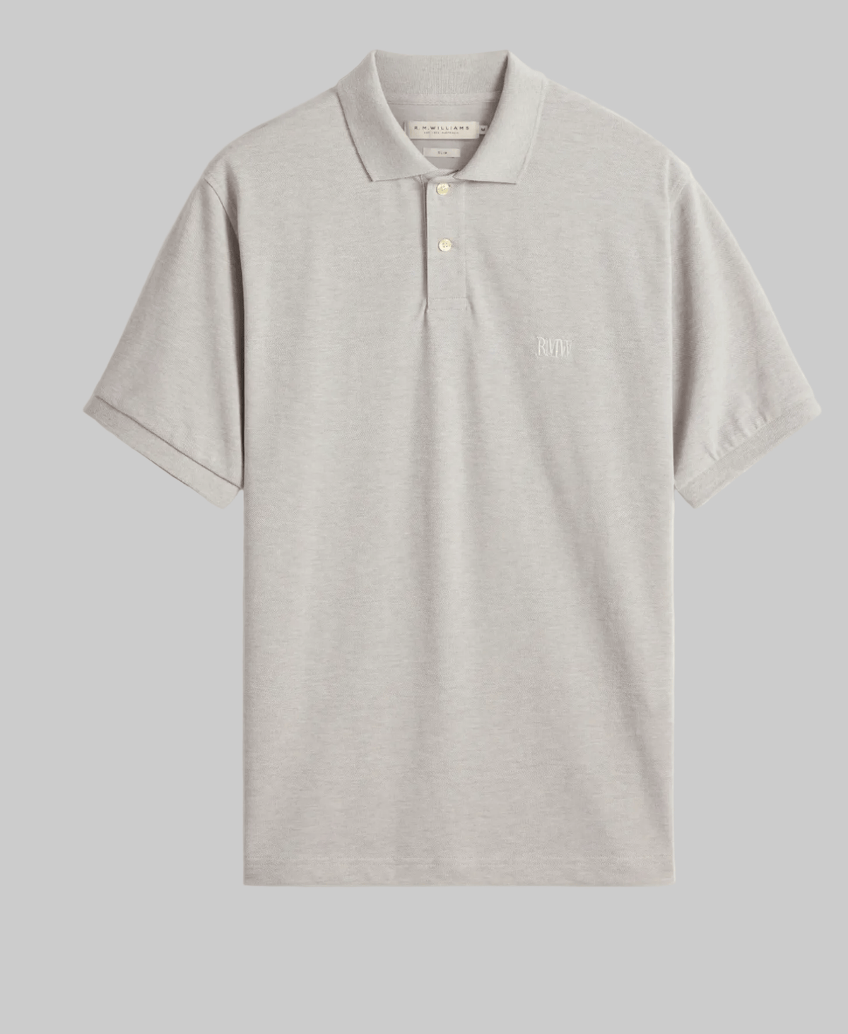 R.M. Williams Mens Birchgrove Slim Polo in Grey Pure Cotton - In Store Only