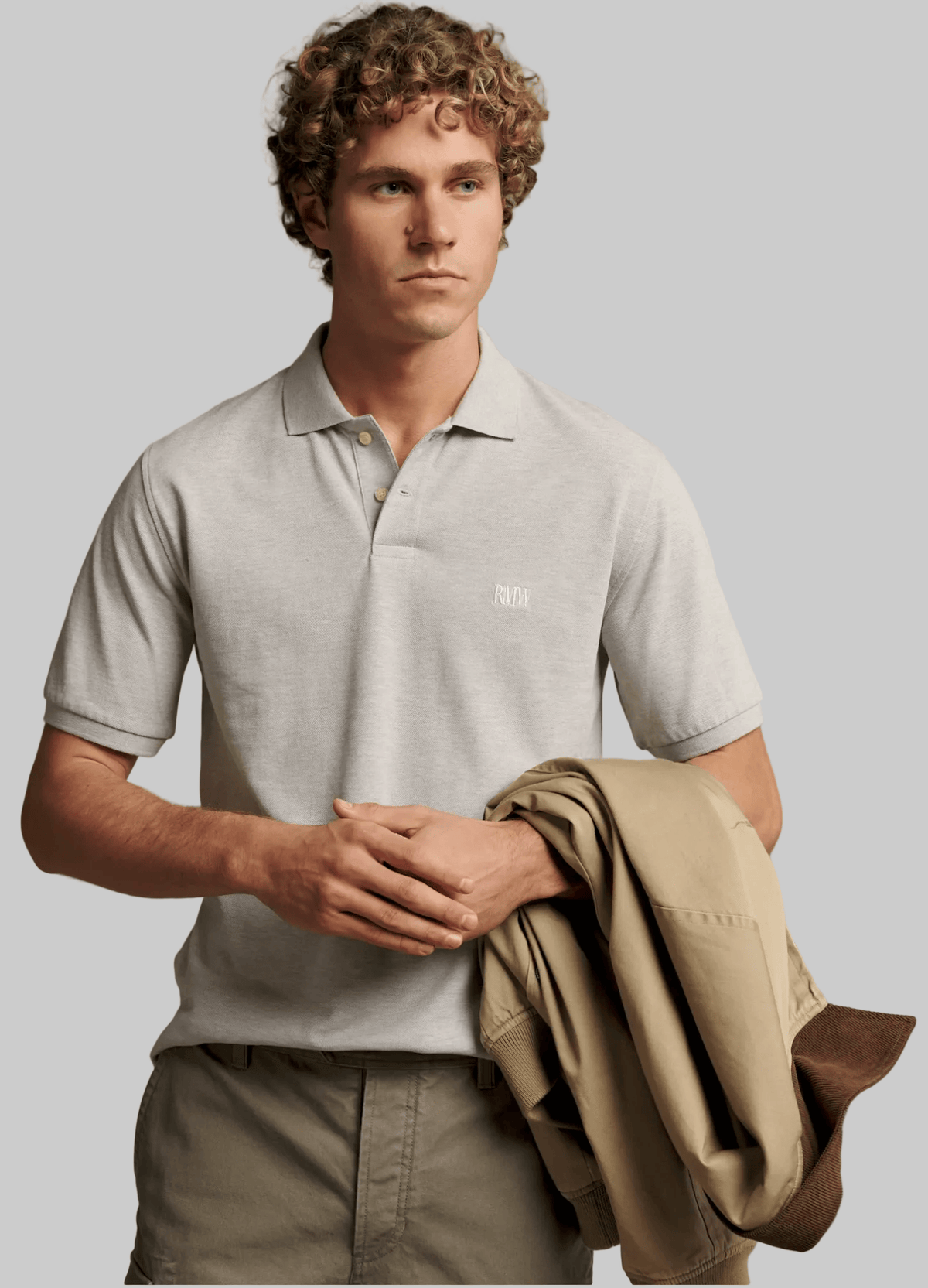 R.M. Williams Mens Birchgrove Slim Polo in Grey Pure Cotton - In Store Only