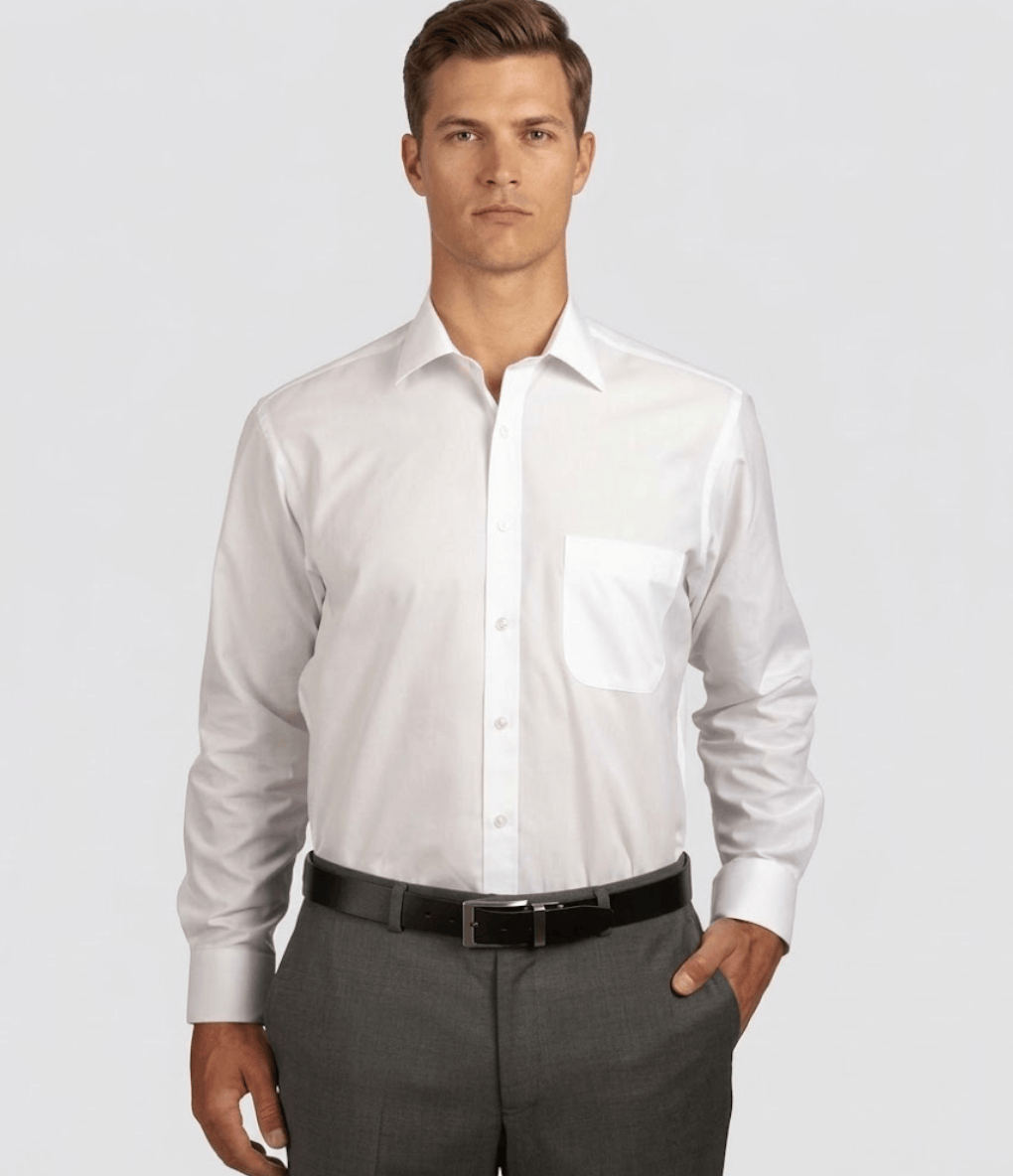 Boston Classic Fit Men's Brooke Business Shirt in White Cotton Blend