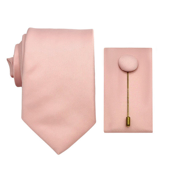 JASATINCOMBO-1 James Adelin Luxury Satin 7.5cm Tie/Pocket/Square/Lapel Pin Set in Soft Pink