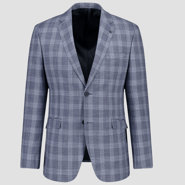 Uberstone Slim Fit Cyril Idris Suit in Denim Blue Check