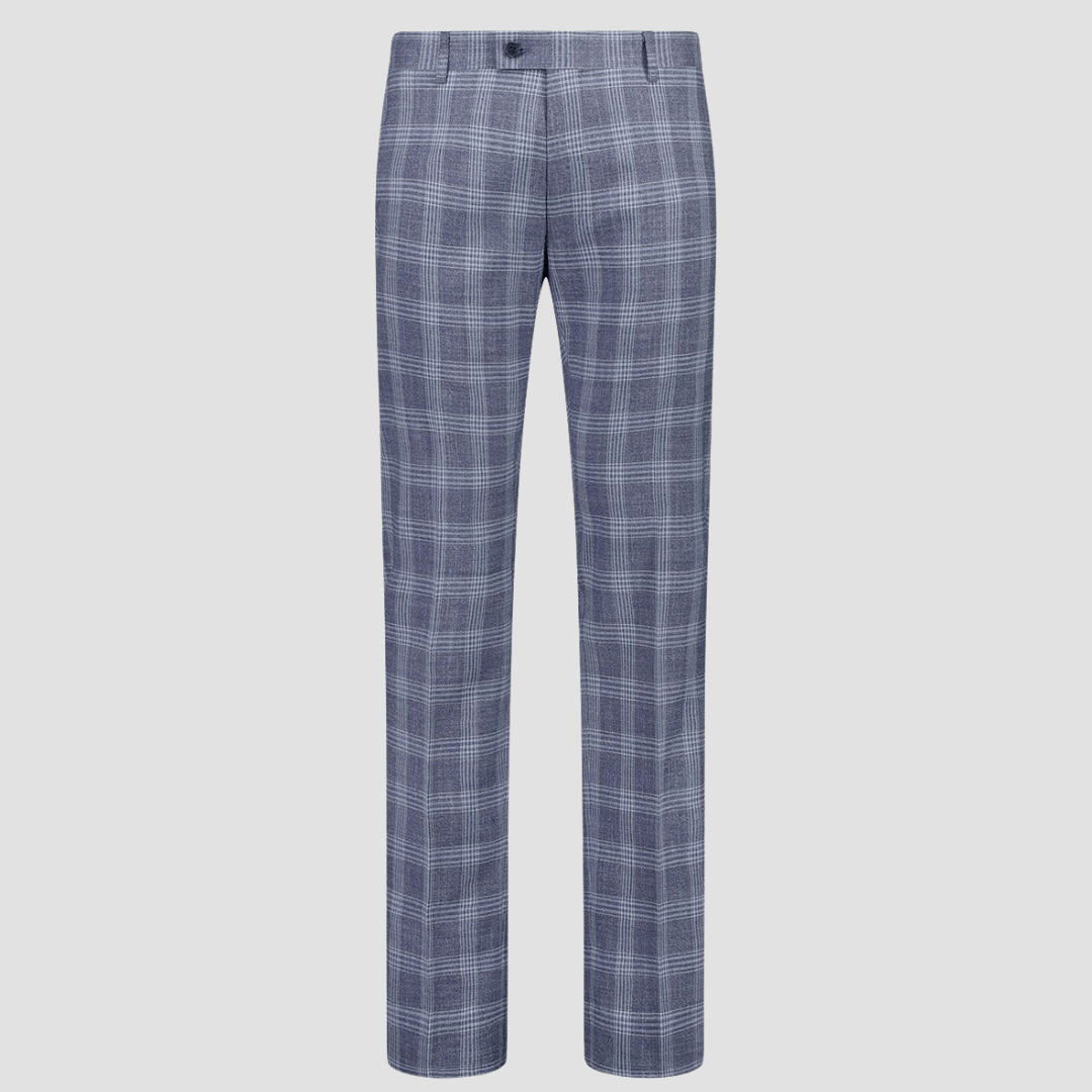 Uberstone Slim Fit Cyril Idris Suit in Denim Blue Check