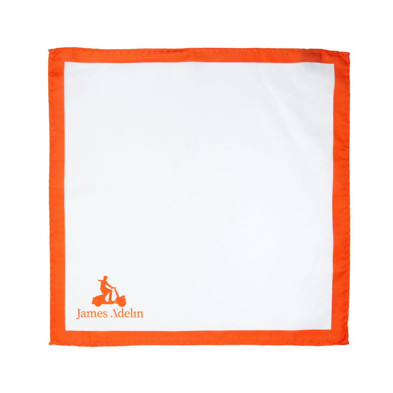 James Adelin Luxury Satin Weave Orange Coloured Border Pocket Square