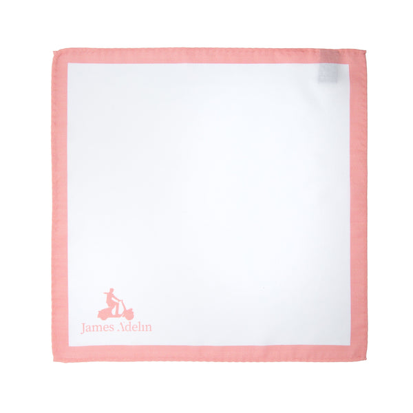 James Adelin Luxury Satin Weave Soft Pink Coloured Border Pocket Square