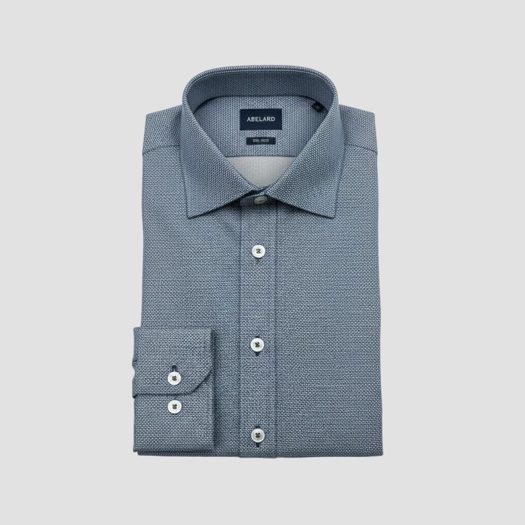 Abelard Slim Fit Shirt in Dark Blue Micro Pattern