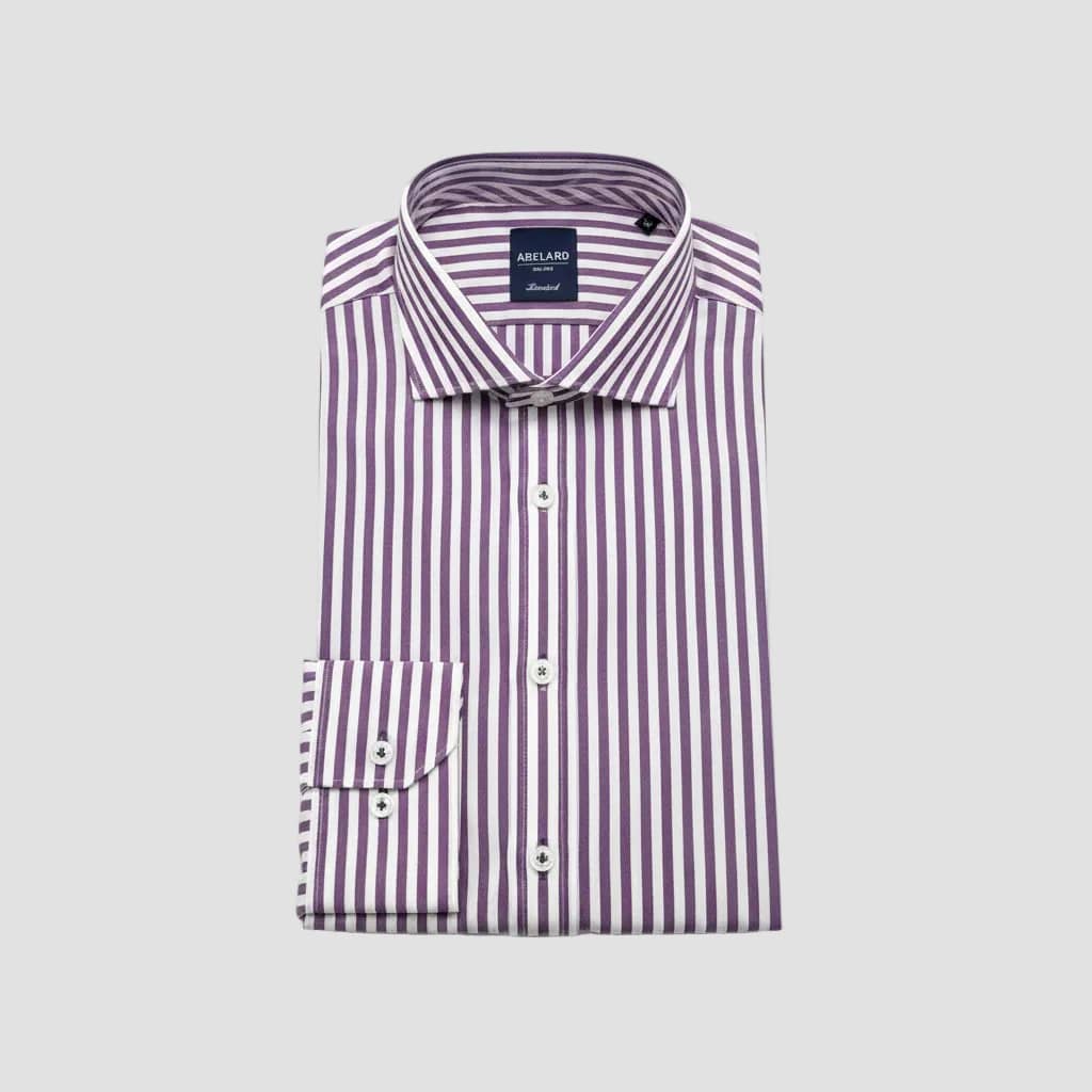 Abelard Slim Fit Shirt in Purple & White Stripe