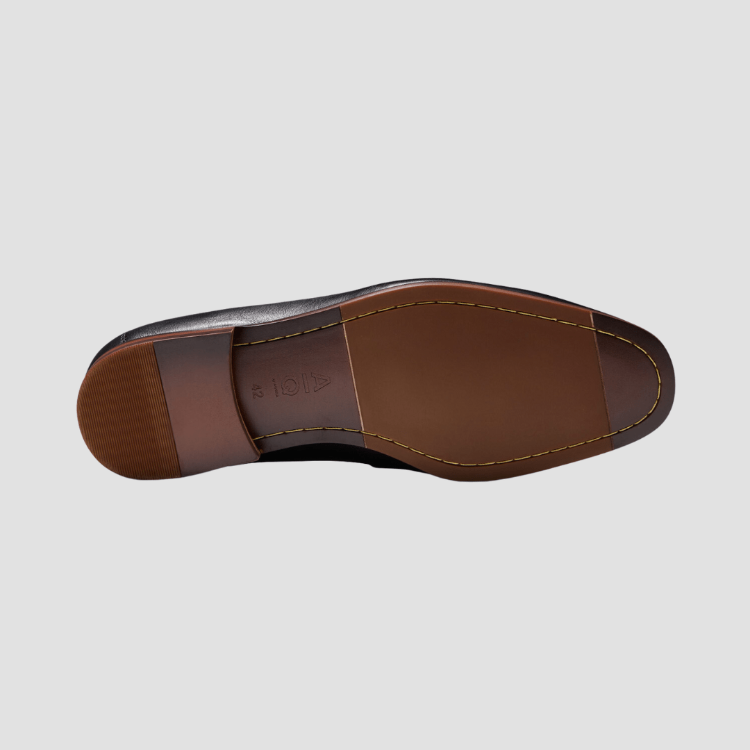 Sole of the AQ by Aquila Porter Leather Penny Loafers in Black