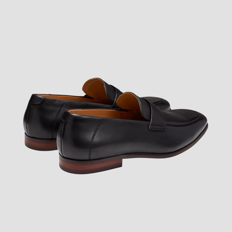 AQ by Aquila Porter Leather Penny Loafers in Black