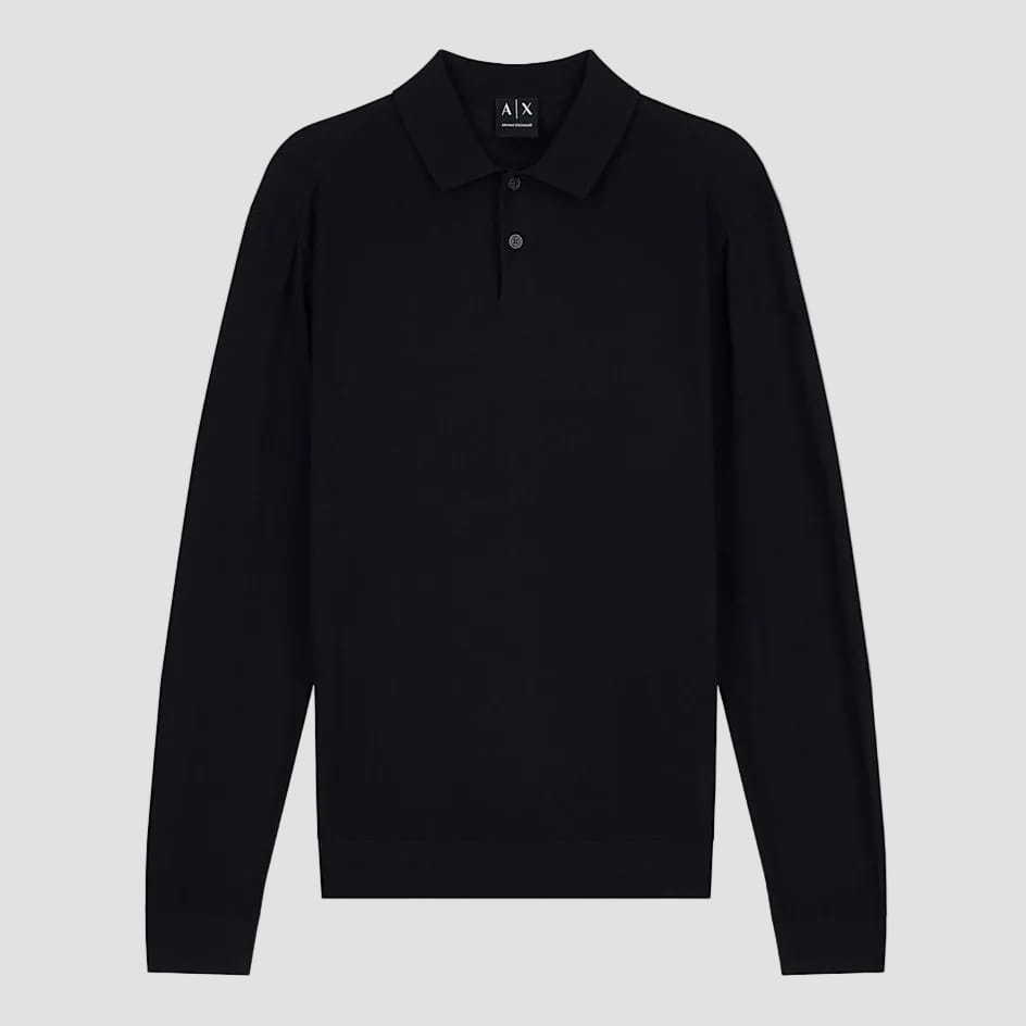 Armani EX Regular Fit Knit Polo in Black