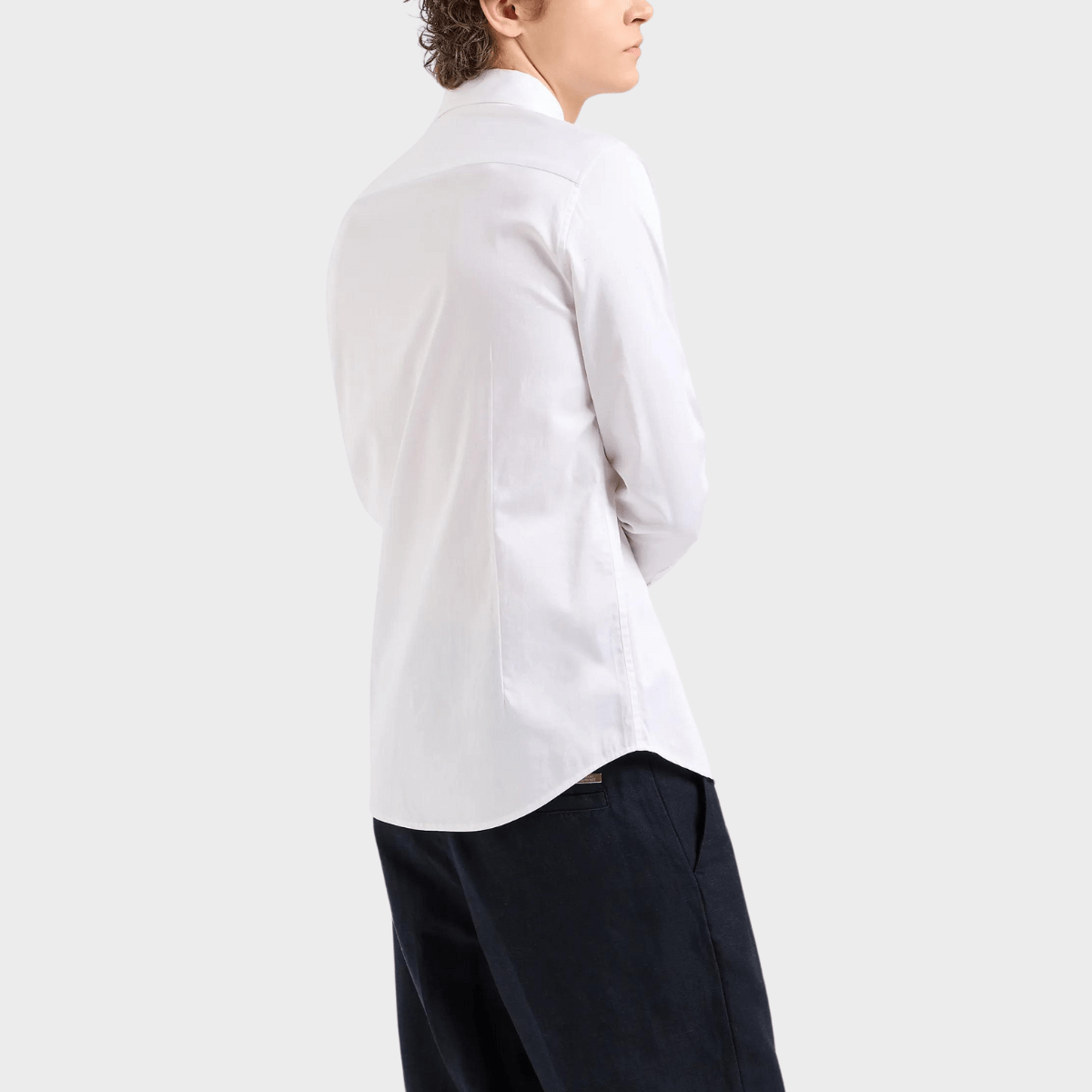 Back view of the Armani slim fit stretch cotton shirt 