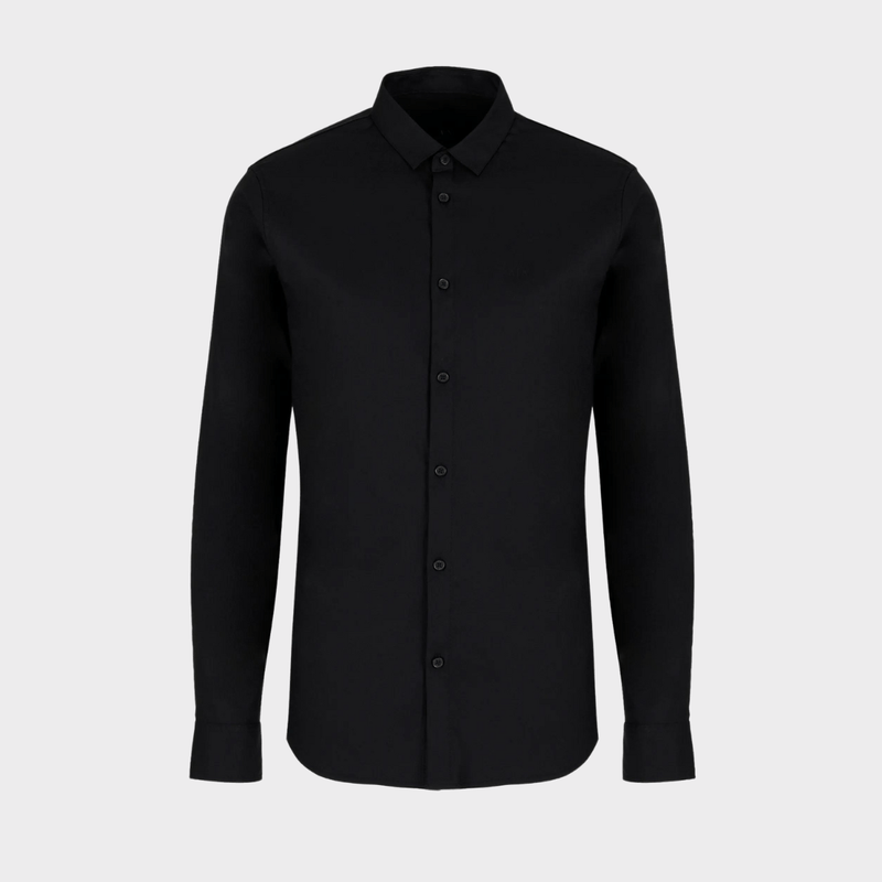 Armani slim fit stretch cotton twill shirt in black