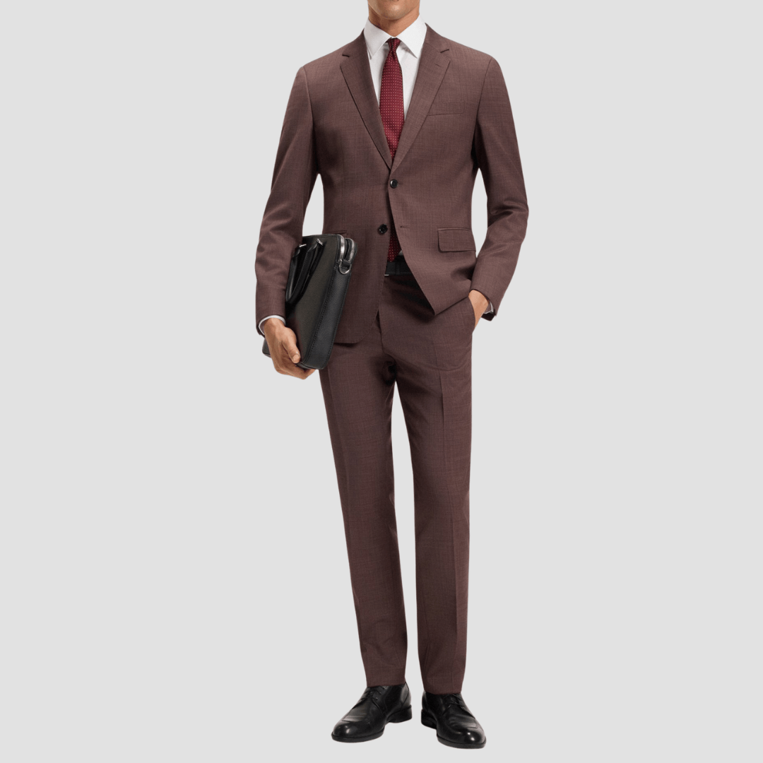 boss dark brown suit