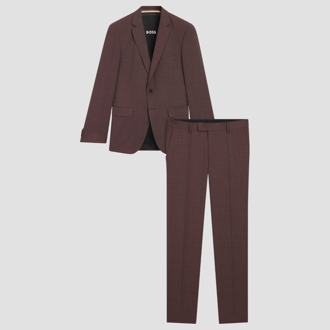 
boss dark brown suit
