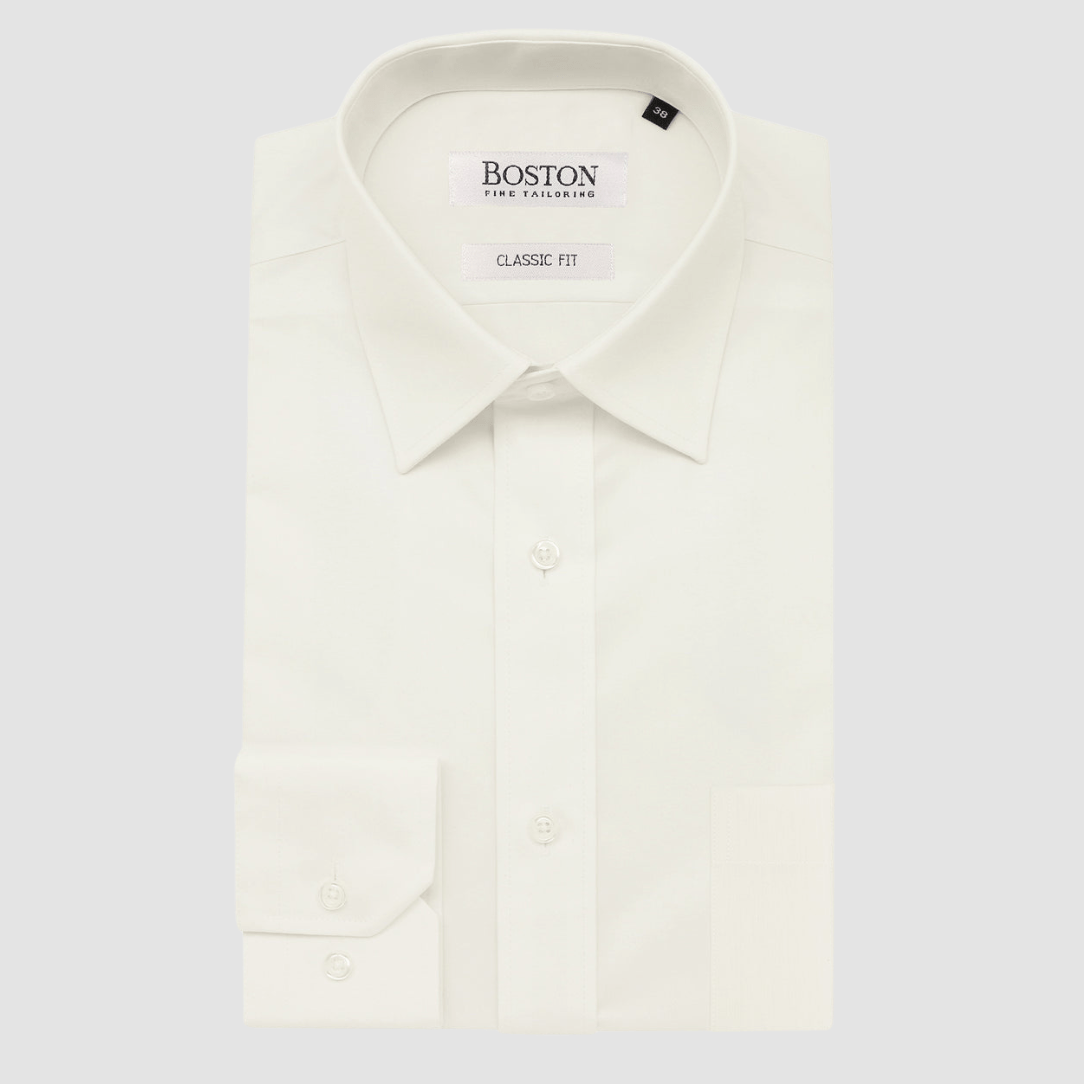 Men’s Classic Fit Brooke Business Shirt in Cream.
