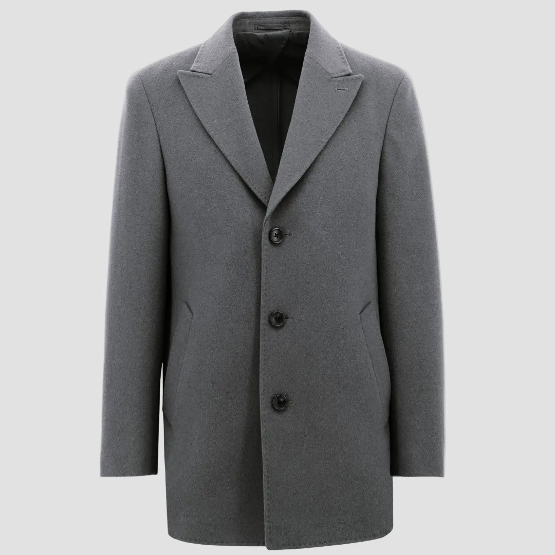 Boston's Lincoln men’s winter overcoat in grey.