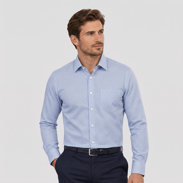 Boston Liberty Blue Microcheck Business Shirt 