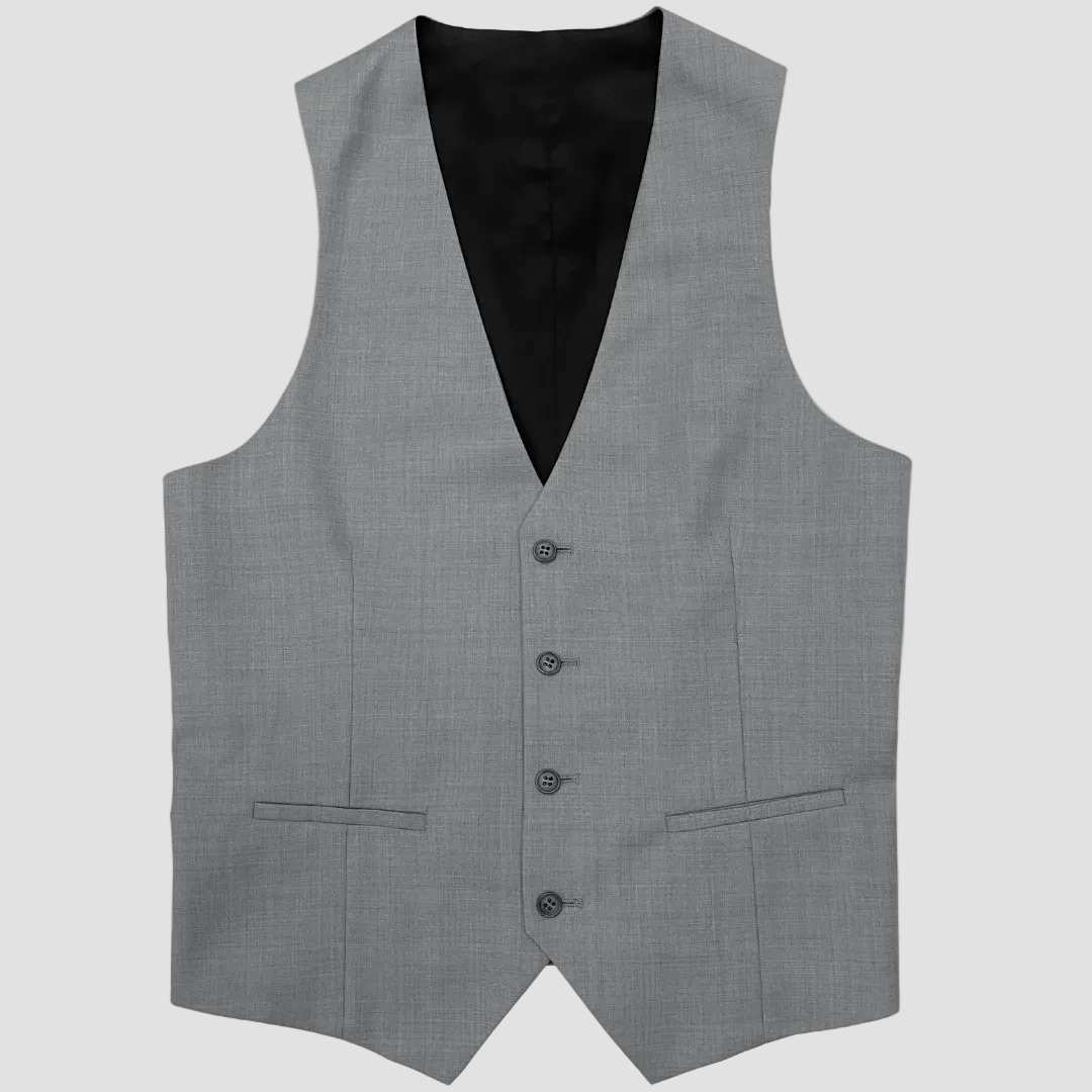Boston’s grey Dorset vest in slim fit with V‑neck and satin lining.