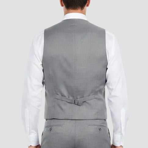 Boston’s grey Dorset vest in slim fit with V‑neck and satin lining.