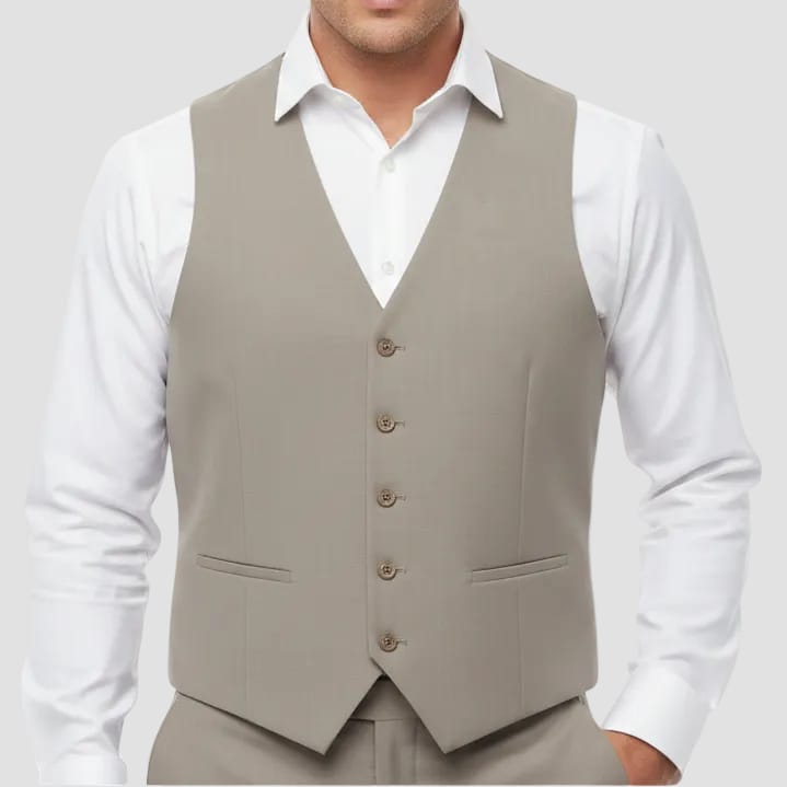 Beige vest with buttons on a white background