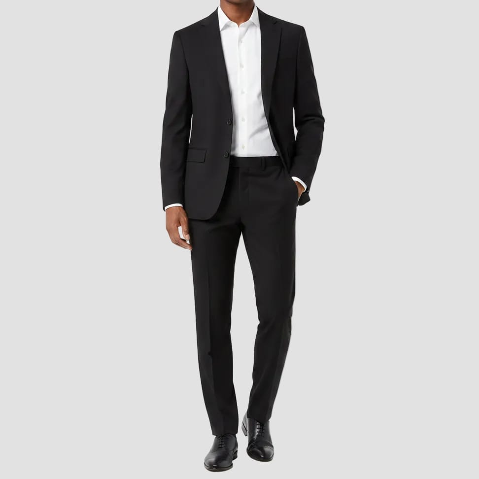 Boston Slim Fit Lazio Suit in Black Australian Merino Wool
