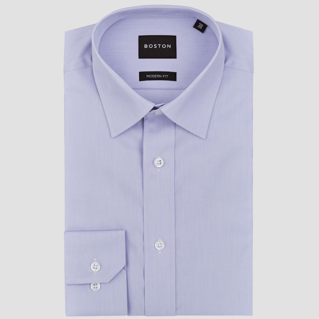 Boston’s Liberty mauve business shirt in a modern slim fit with classic collar and tailored darts. 