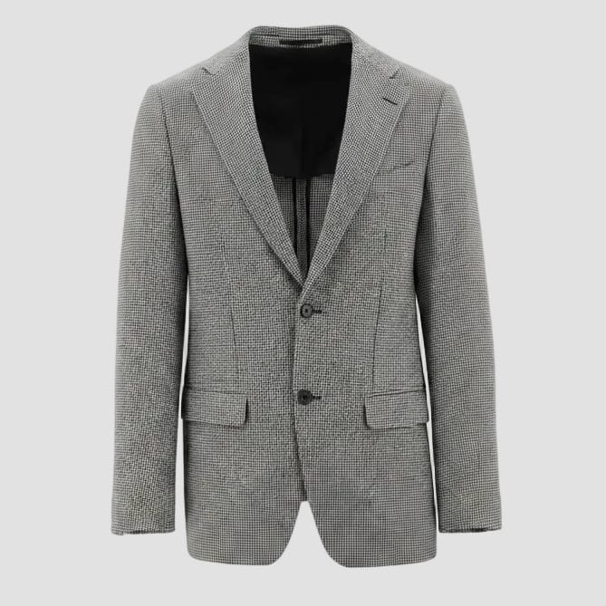 Boston’s Prato monochrome jacket in slim fit with mini houndstooth texture and side vents.
