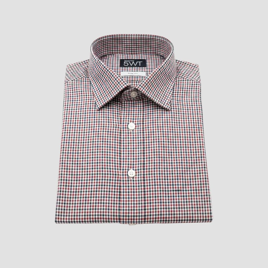 Navy and red gingham shirt