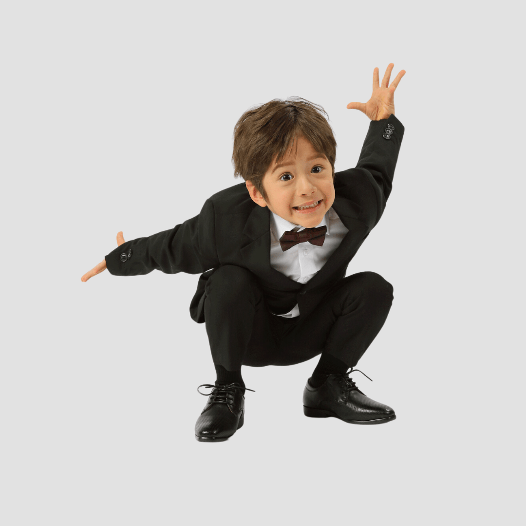 Boulvandre Kids Slim Fit Bellaggio Suit in Black