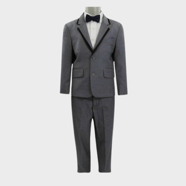Boulvandre Kids Slim Fit Dante Twill Suit in Grey
