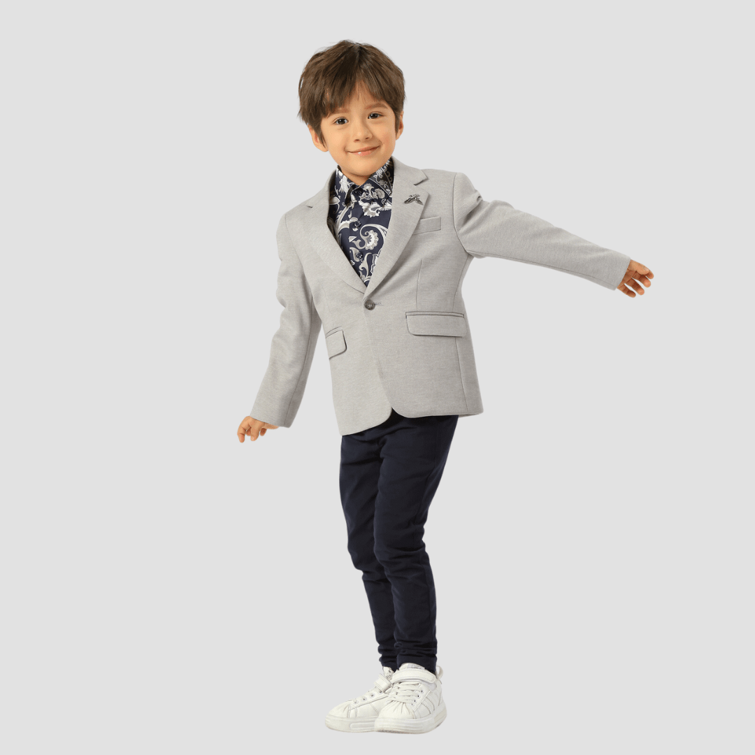 Boulvandre Kids Slim Fit Scuzzatti Sports Jacket in Silver