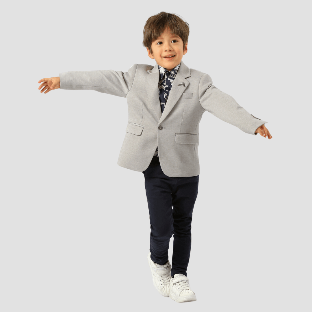 Boulvandre Kids Slim Fit Scuzzatti Sports Jacket in Silver