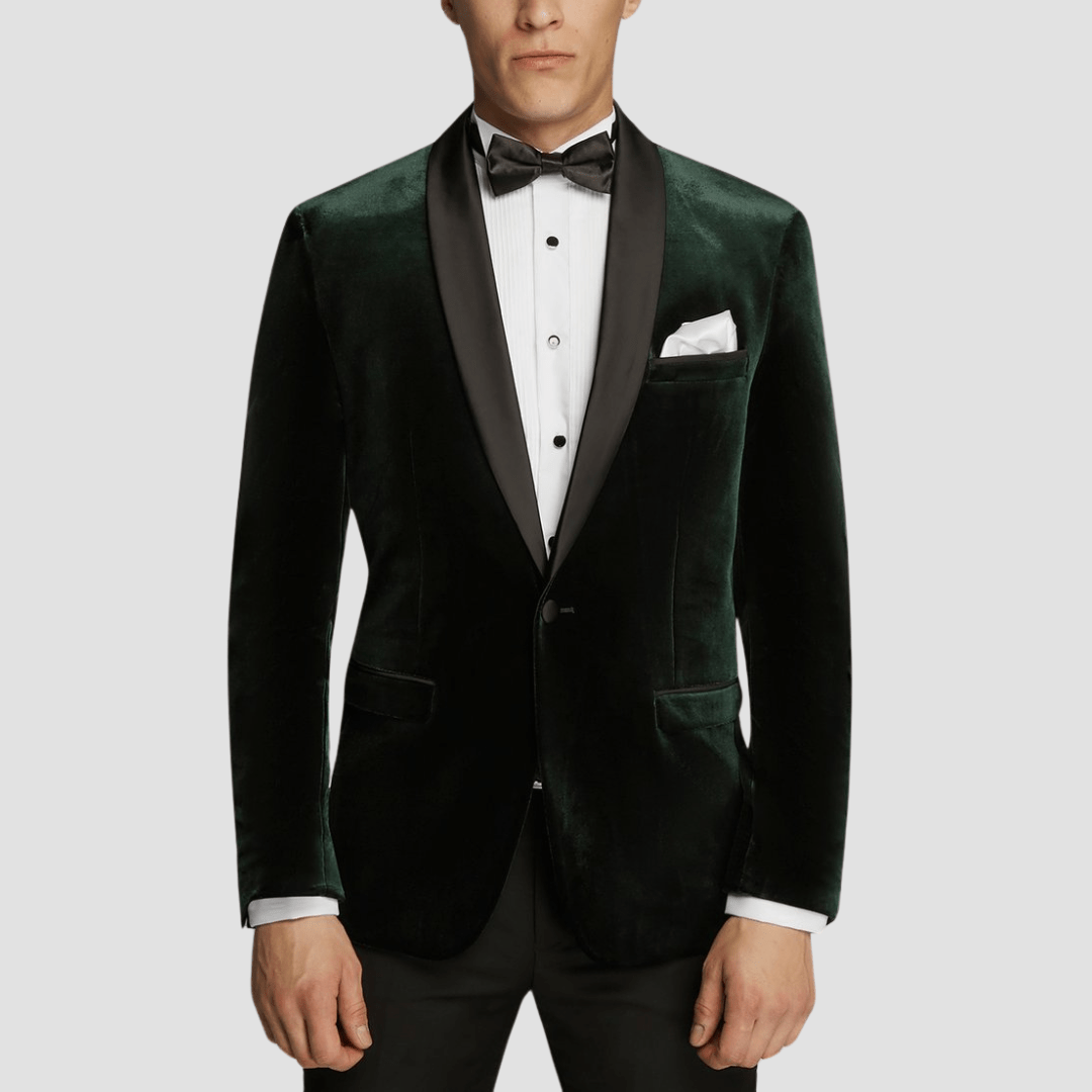 Boulvandre Mens Scuzzatti Velvet Dinner Jacket in Green