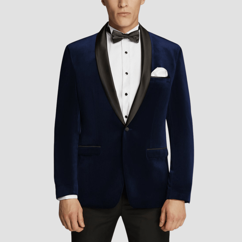 Boulvandre Mens Scuzzatti Velvet Dinner Jacket in Navy