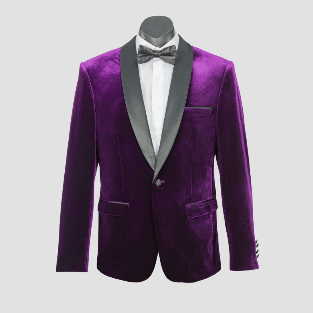 Boulvandre Mens Scuzzatti Velvet Dinner Jacket in Plum