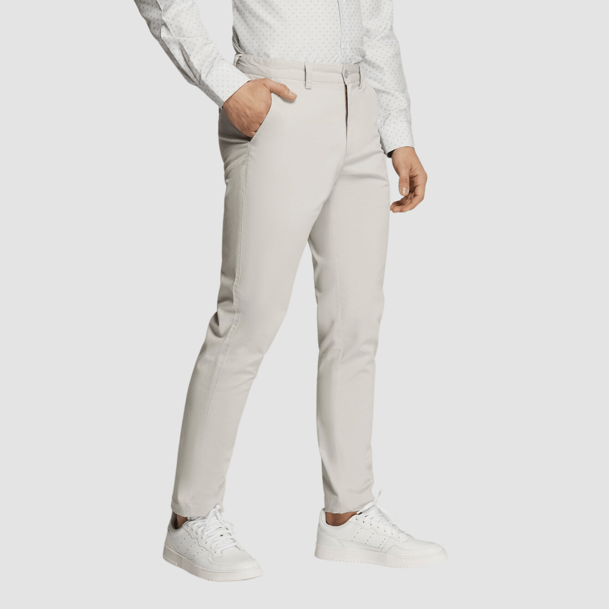 Boulvandre Mens Ledger Peach Finish Chino Pants in Silver