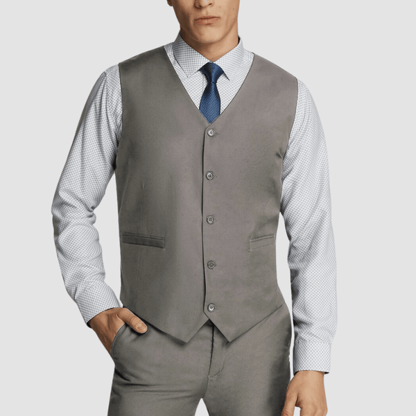 Boulvandre Mens Slim Fit Bellaggio Vest in Grey
