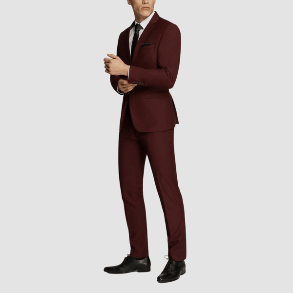 Boulvandre Mens Slim Fit Scuzzatti Suit in Maroon Mens Suit Warehouse