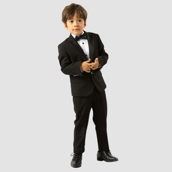 Boulvandre Kids Varce Italia Peak Lapel Tuxedo Suit in Black