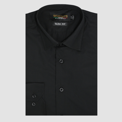 Boulvandre Mens Slim Fit Scuzzatti Poplin Dress Shirt in Black